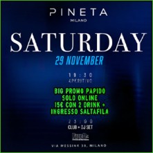 Sabato Sera Pineta Milano Sabato 29 Novembre 2025 Discoteca Pineta Milano