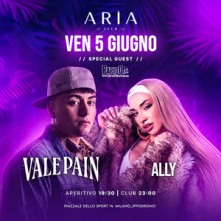 Vale Pain x Ally Aria Club Milano Venerdi 5 Giugno 2026